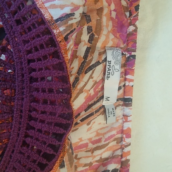 Prana Cotton Blouse with Crocheted Neckline - Picture 2 of 7